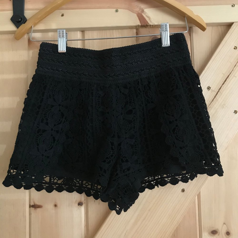Black Floral Lace Topshop Shorts